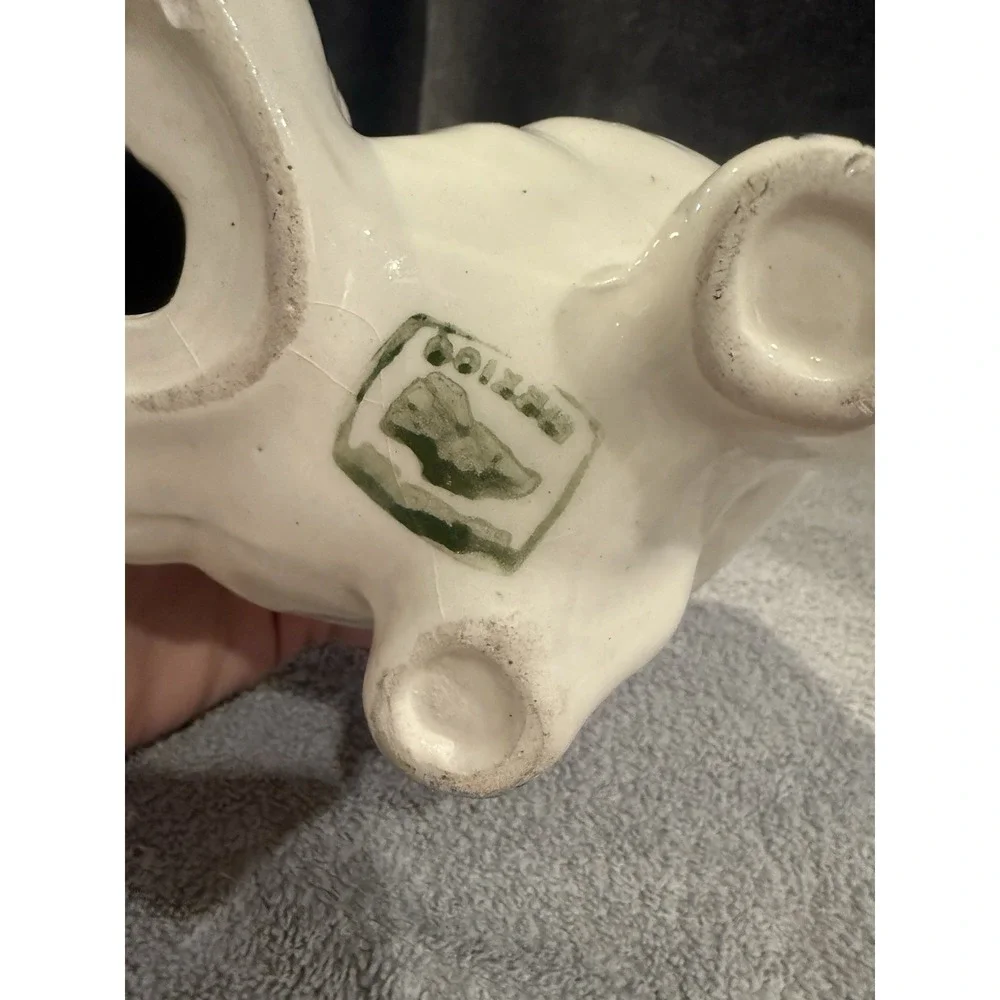 Vintage Ceramic Cat Kitty‎ Stretching Collectible Mexico White Persian